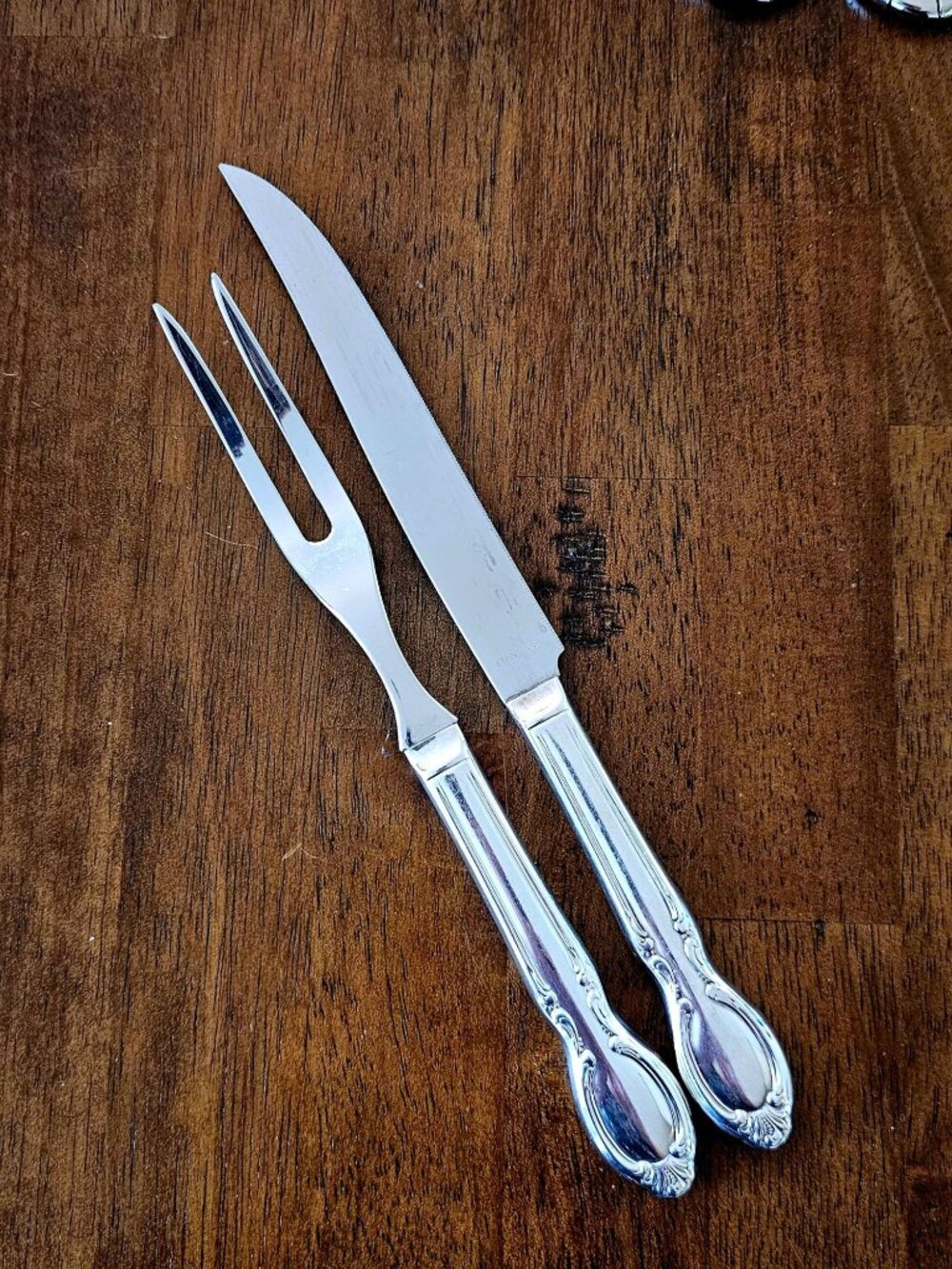 Wm Rogers Precious Mirror Meat Serving Set vintage silverplate MCM 1954 Flatware